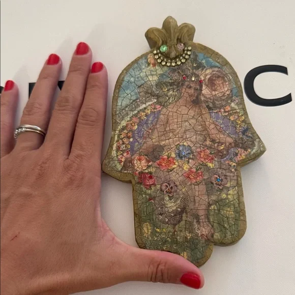 Michal Negrin Hamsa Hand with Angel Floral Design - Picture 1 of 15